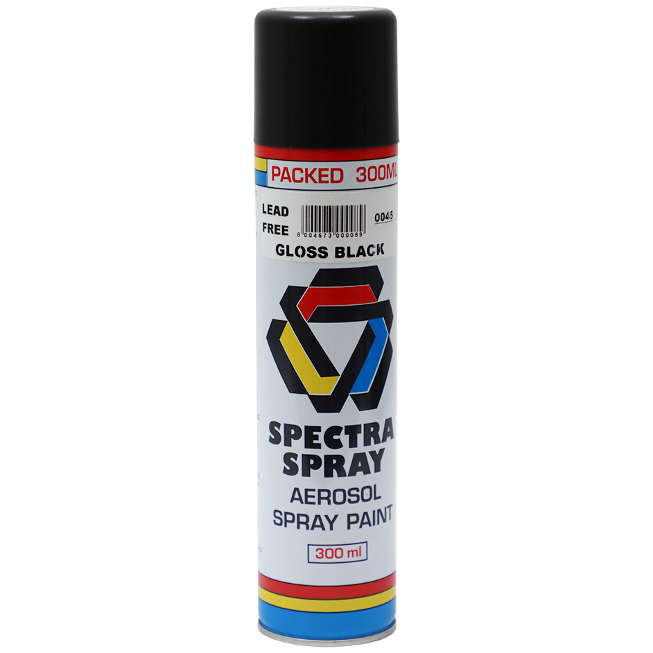 SPRAY PAINT BLACK GLOSS 300ML SPEC - DWS - LEAD FREE | Fowkes Bros