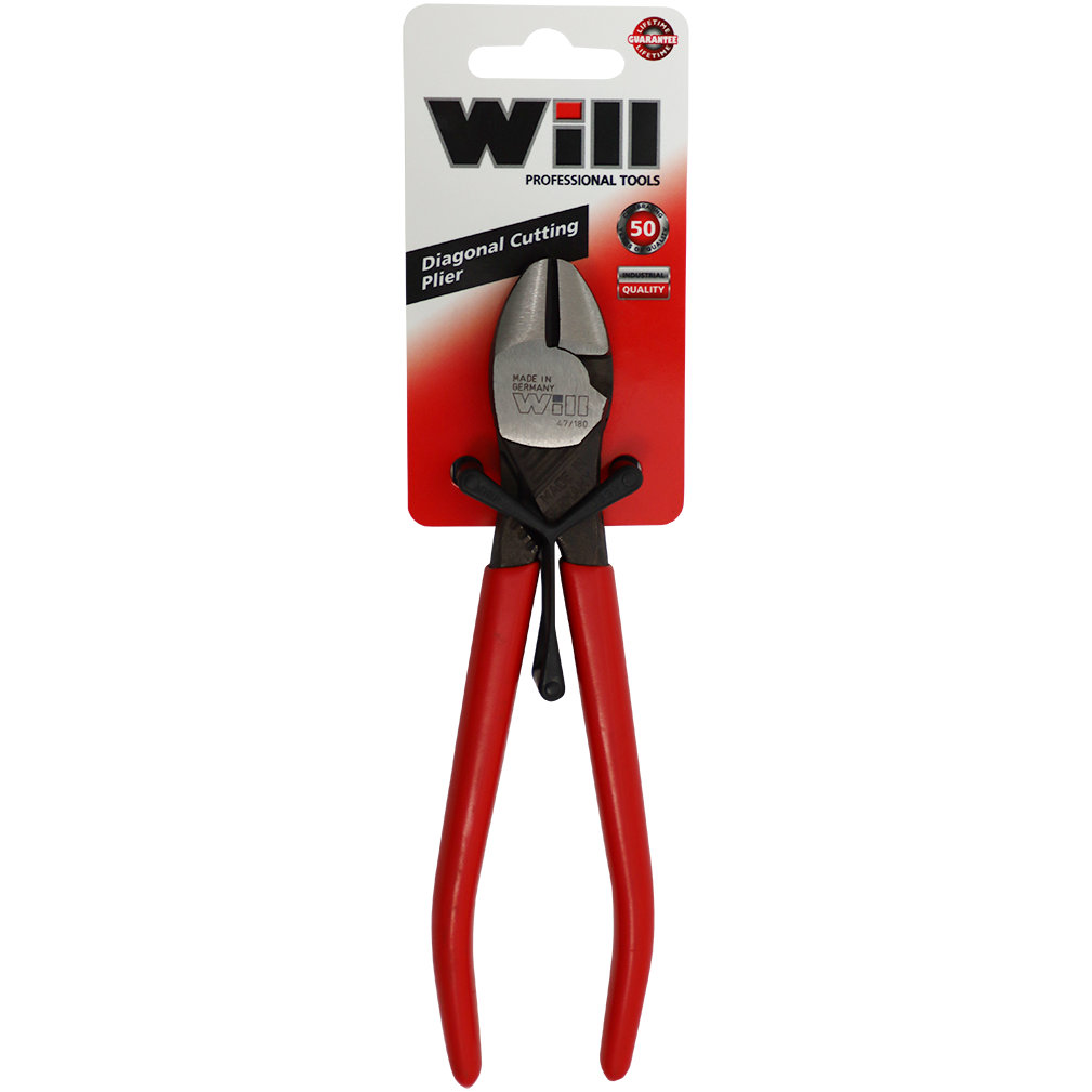 "PLIER SIDE CUTTER 180MM STD   WILL - RED HANDLE"