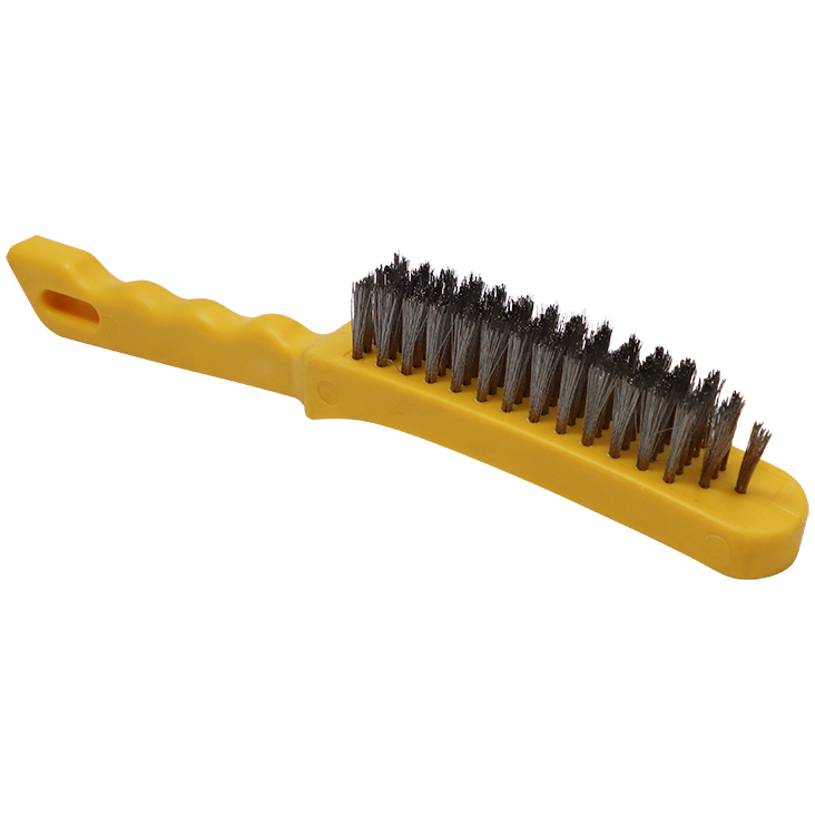 WIRE BRUSH 5 ROW S/S HAWK (0.3MM) - YELLOW PLASTIC HANDLE - 0.30MM