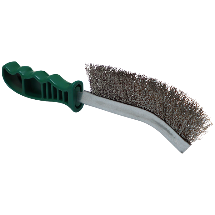 WIRE BRUSH FOUNDRY S/S GREEN - GREEN PLASTIC HANDLE -STAINLESS