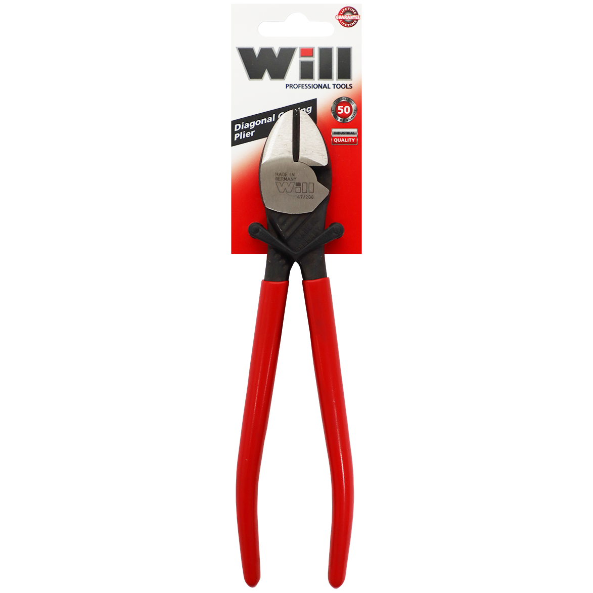 "PLIER SIDE CUTTER 200MM H\/D   WILL - RED HANDLE - HEAVY DUTY"
