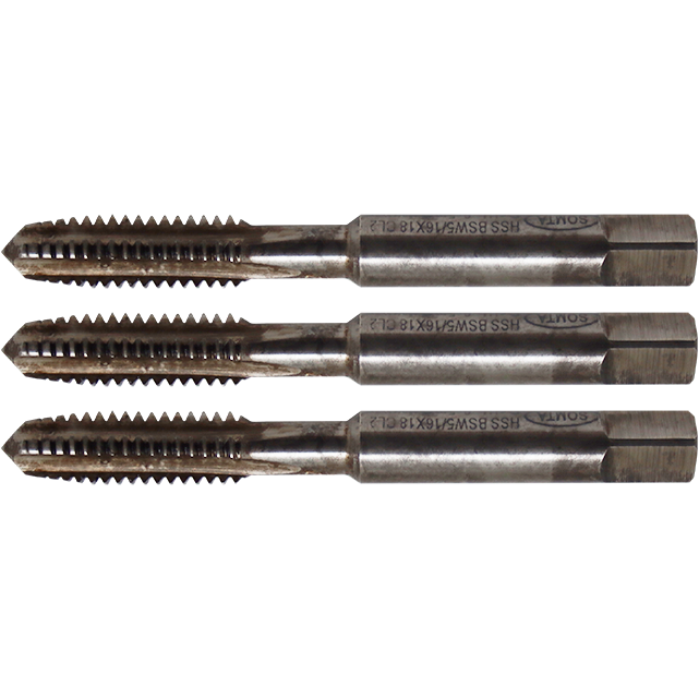 "TAP SET HSS  BSW     5\/16\" X18 TPI SOM - HIGH SPEED STEEL - 3 PCS SET"