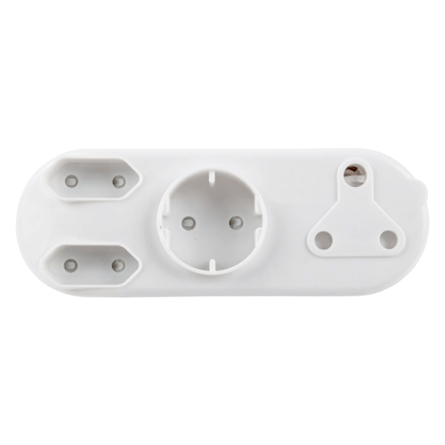 "PLUG ADAPTOR MULTI 4 WAY SCHUKO - 1X3PIN 2X2PIN 1XROUND"