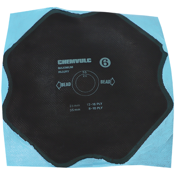 "TYRE REPAIR PATCH CROSS-PLY #6  200MM - DWS - CHEMICAL REPAIR PATCH"