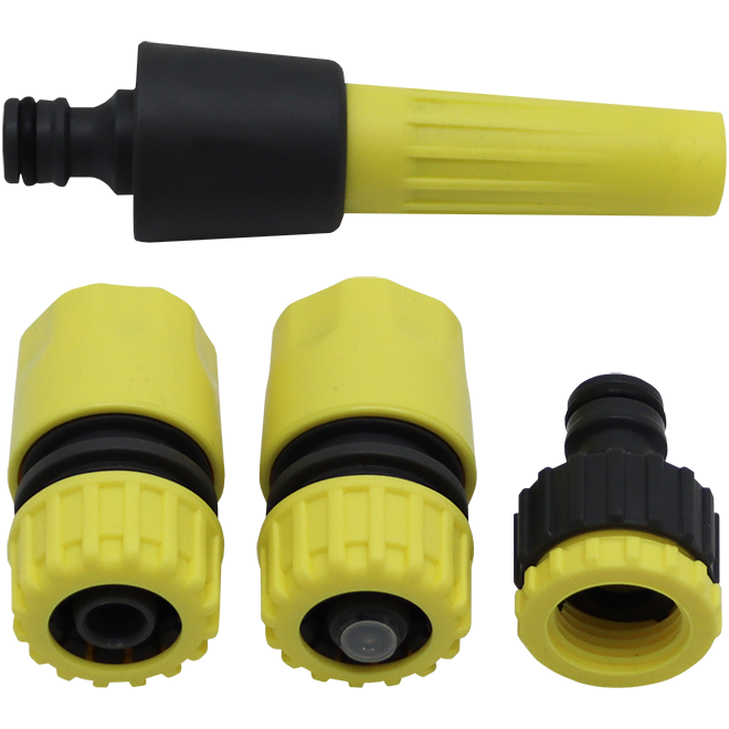 "GARDEN HOSE FIT KIT 1\/2\" 4 PIECE - DWS - NOZZLE\/QUICK CONNECT (2)\/TAP CONNECT"