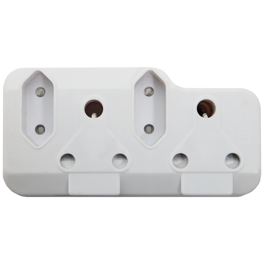 "PLUG ADAPTOR MULTI 4 WAY - 2X3PIN 2XFLAT 2PIN"