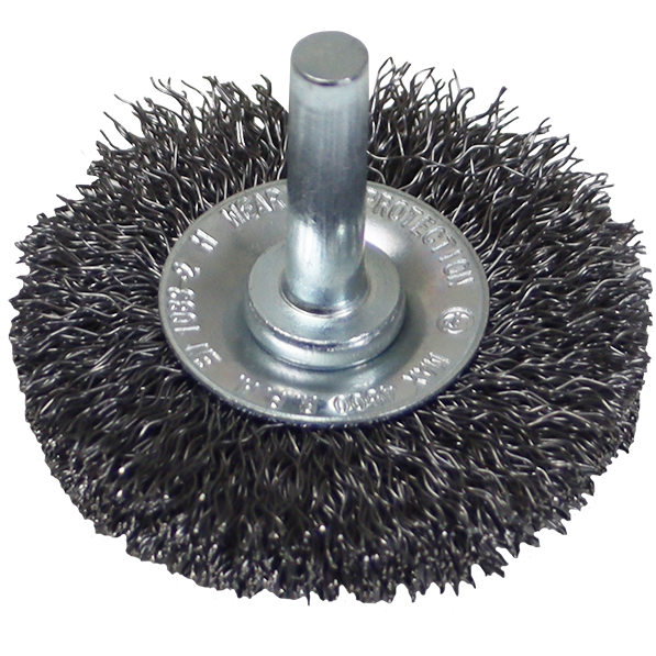 "WIRE WHEEL   50 X 7MM MOUNTED HAWK - 6MM SHANK - 0.3MM WIRE"