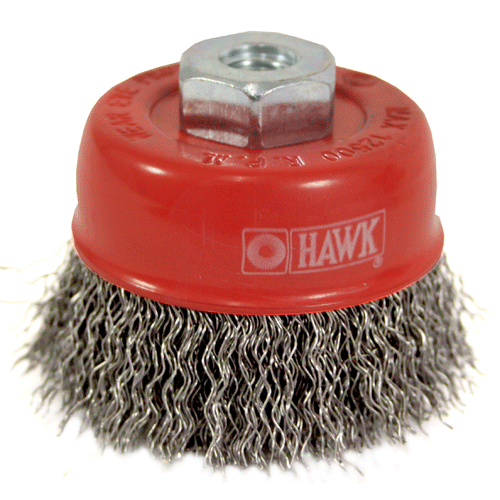 "WIRE CUP BRUSH  65MM X 10 X 1.25 HAWK - 0.40MM WIRE - THREAD M10"