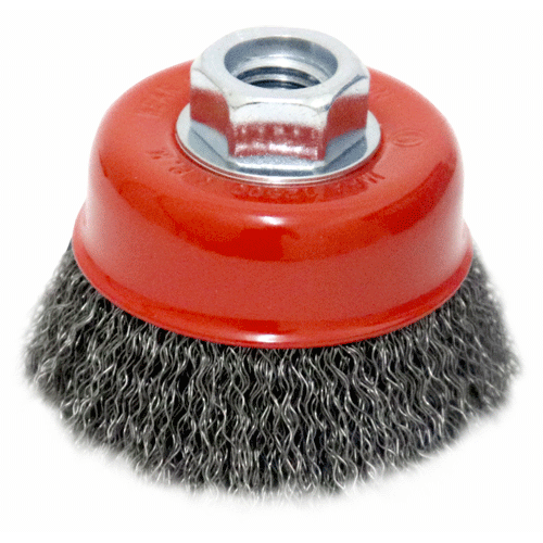 "WIRE CUP BRUSH  75MM X 5\/8 BSW HAWK - 0.40MM WIRE - THREAD BSW 5\/8\""
