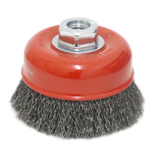 "WIRE CUP BRUSH 100MM X 5\/8 BSW HAWK - 0.40MM WIRE- THREAD BSW 5\/8\""