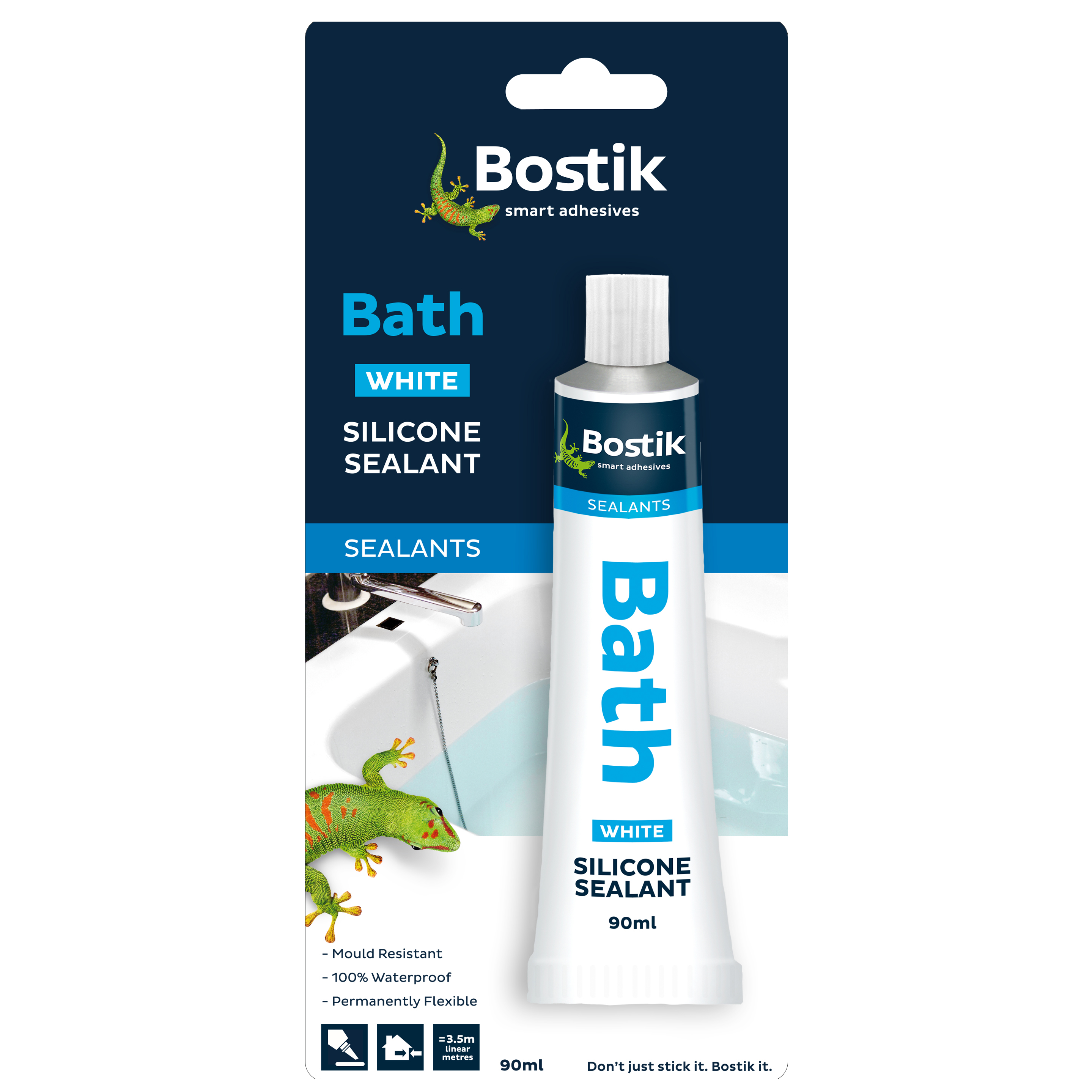 "SILICONE   90ML BOSTIK BATH - FULLY WATERPROOF WHITE"