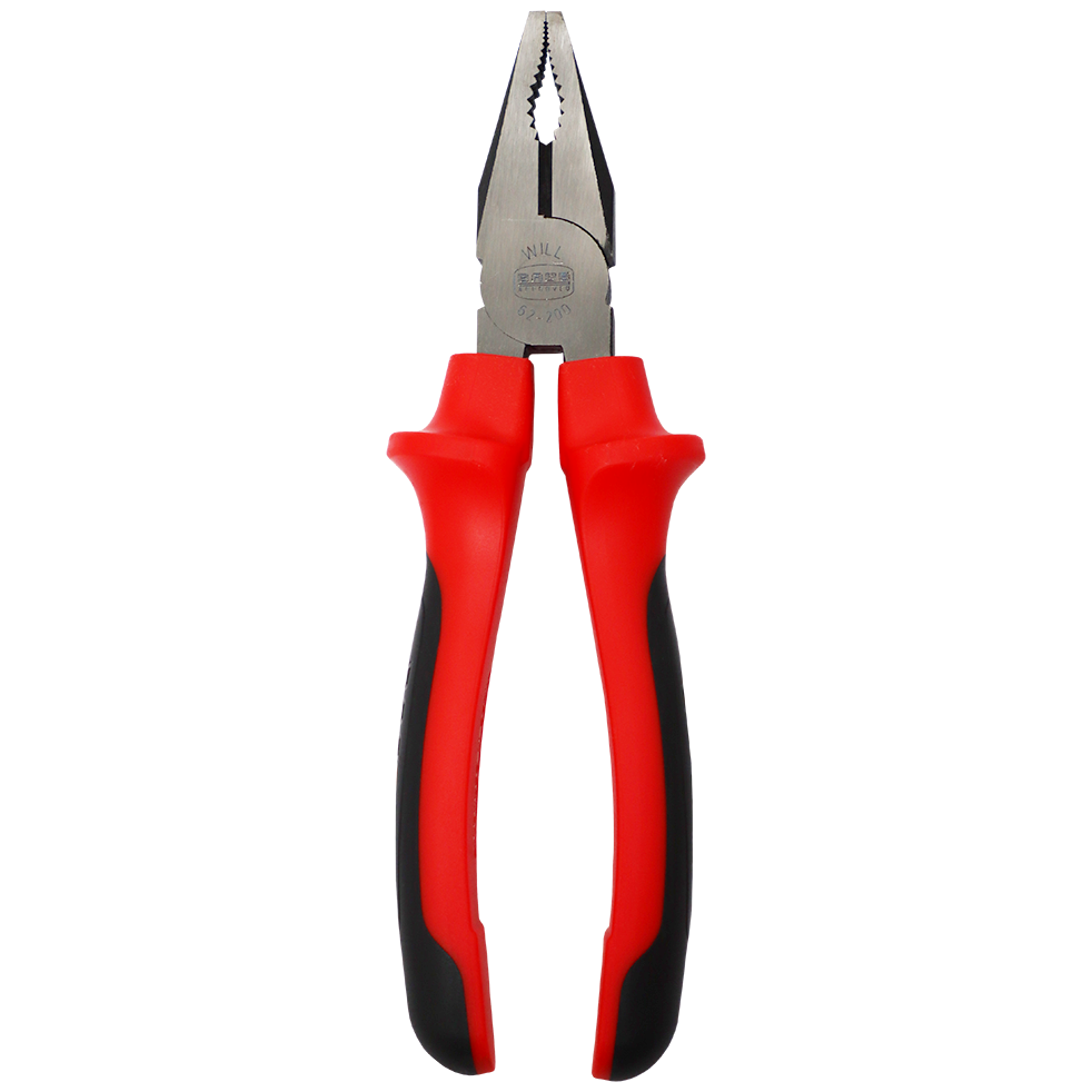 "PLIER COMBINATION 200MM H\/D   WILL - HEAVY DUTY - RED\/BLACK HANDLE (DT)"