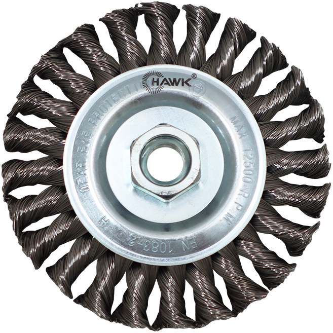 "WIRE WHEEL KNOT 125 X 14 X 2.00 HAWK - 0.50MM WIRE - THREAD M14"