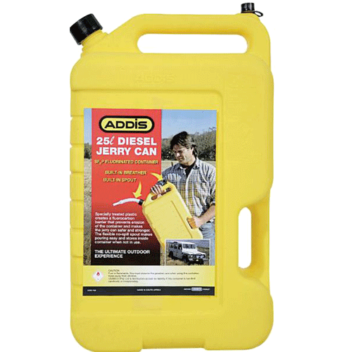 "JERRY CAN PLASTIC 25L YELLOW DIESEL - WITH SPOUT"