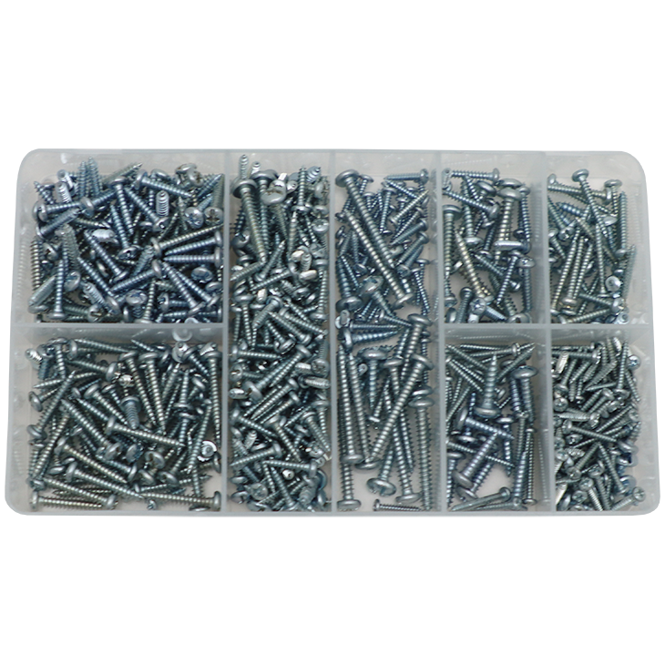"ASSORT SELF TAPPER GALV  500PC - SELF TAPPING SCREW NO4X16 TO NO12X 25"