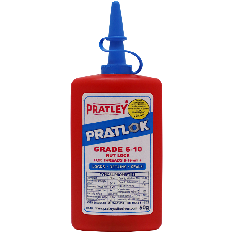"THREADLOCKER  MED  50G  PRATLOK - MED STRENGTH - REMOVABLE WITH HAND TOOLS"