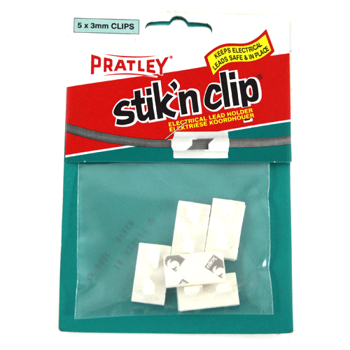 PRATLEY STIK N CLIP 3MM (5) - DWS - ADHESIVE MOUNTING CLIPS (5 PER PACK)