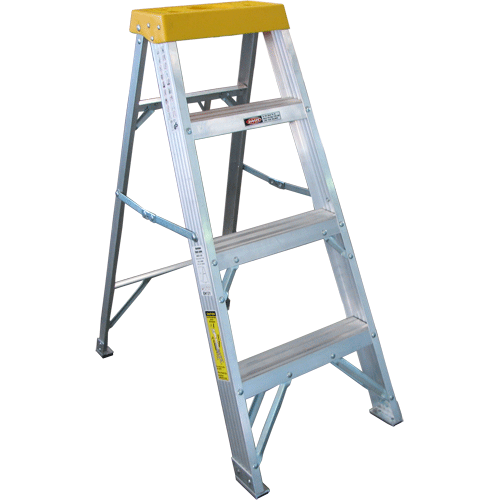 "LADDER A-FRAME ALUM HD  4 STEP 1.2M - ALUMINIUM HEAVY DUTY-MAX LOAD 150KG"