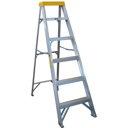 "LADDER A-FRAME ALUM HD  6 STEP 1.8M - ALUMINIUM HEAVY DUTY-MAX LOAD 150KG"