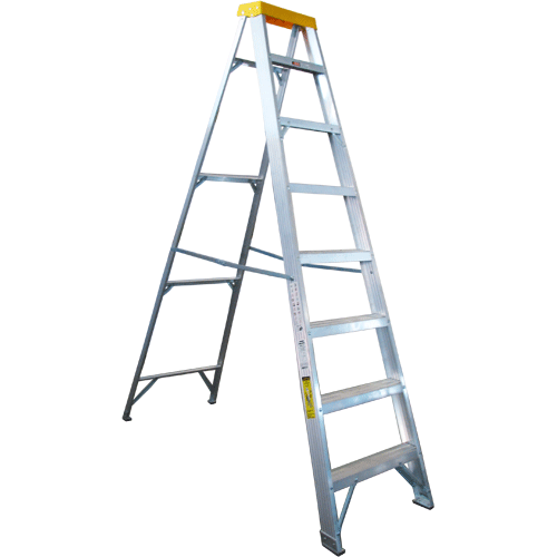 "LADDER A-FRAME ALUM HD  8 STEP 2.4M - ALUMINIUM HEAVY DUTY-MAX LOAD 150KG"