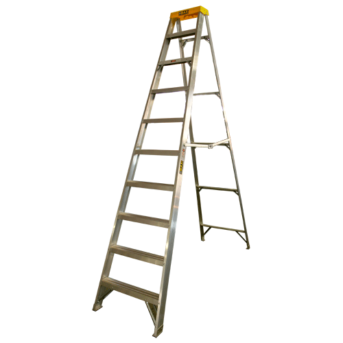 "LADDER A-FRAME ALUM HD 10 STEP 3.0M - ALUMINIUM HEAVY DUTY-MAX LOAD 150KG"