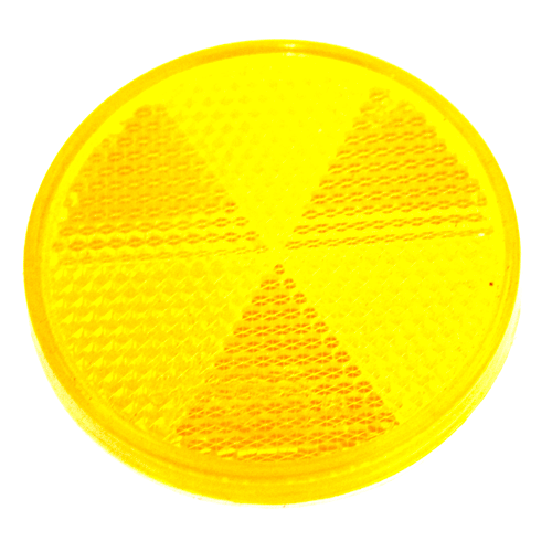 "REFLECTOR AMBER ROUND 63MM ADHESIVE - SABS - PRE-APPLIED ADHESIVE BACKING"