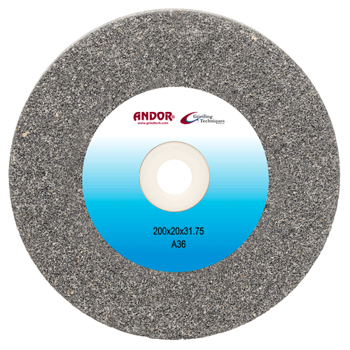 "GRINDING WHEEL AN 200X20MM GREY A 36 - 31.75MM BORE - ALUMINIUM OXIDE(COARSE)"