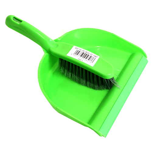 "DUST PAN SET SMALL (WITH BRUSH) - PLASTIC DUST PAN SET -ASSORT COLOURS"