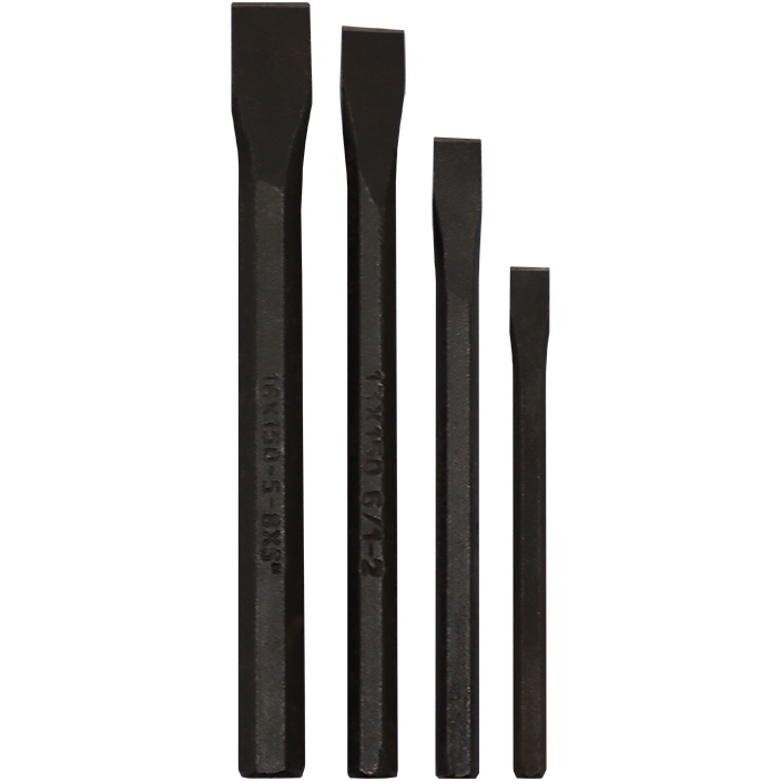 CHISEL COLD SET 4 PIECE 8-16MM EXXO - 8X100MM/9.5X125MM/12.7X150MM