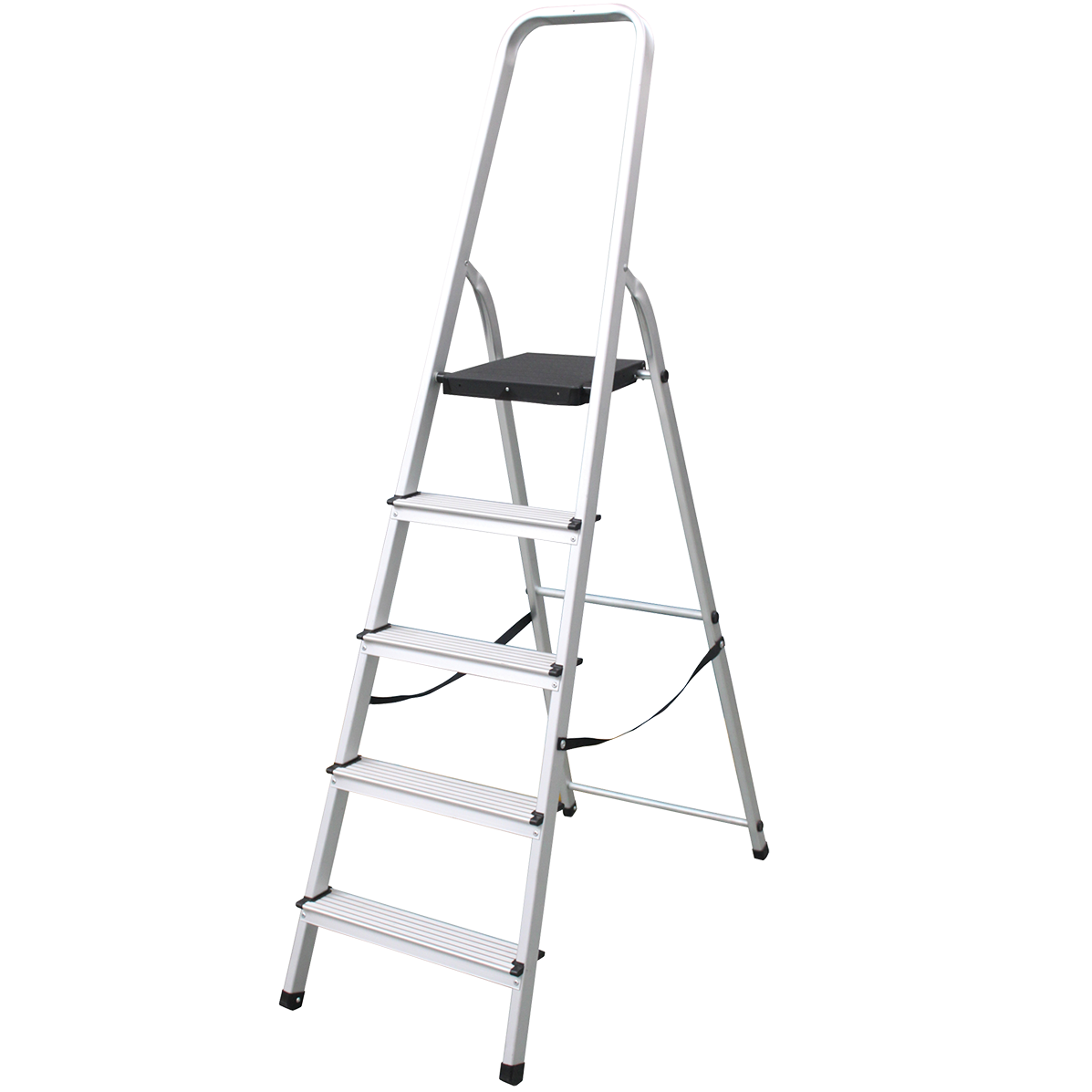 "LADDER A-FRAME ALUM LD 5 STEP 1.7M - ALUMINIUM PLATFORM - MAX LOAD 150KG"