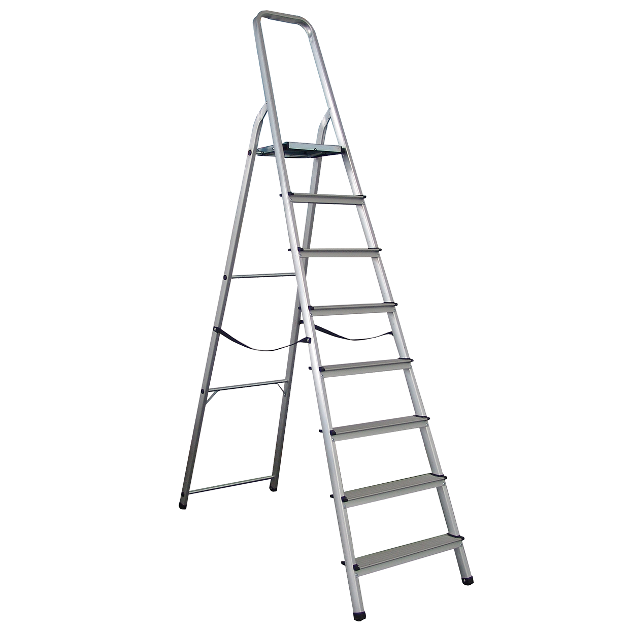 "LADDER A-FRAME ALUM LD 8 STEP 2.3M - ALUMINIUM PLATFORM - MAX LOAD 150KG"