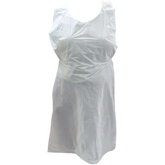 "APRON DISPOSABLE PLASTIC WHITE (10 MIC) - SOLD PER PKT OF 100"