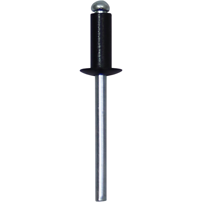 "RIVET BLIND  BLACK  4.8 X 10MM (500) - ALUMINIUM POP RIVET (DOME HEAD)"