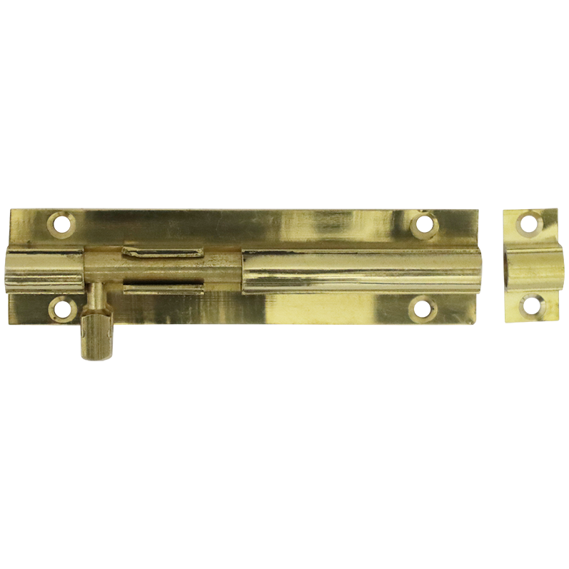 "BARREL BOLT STRAIGHT 100MM BRASS - 100X25X0.80MM WITH SCREWS"