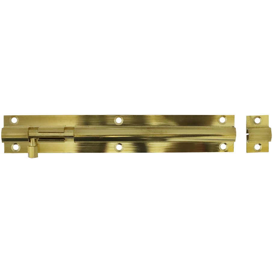 "BARREL BOLT STRAIGHT 150MM BRASS - 150X25X0.80MM WITH SCREWS"