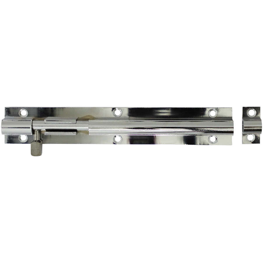 "BARREL BOLT STRAIGHT 150MM C\/P BRASS - 150X25X0.80MM WITH SCREWS"