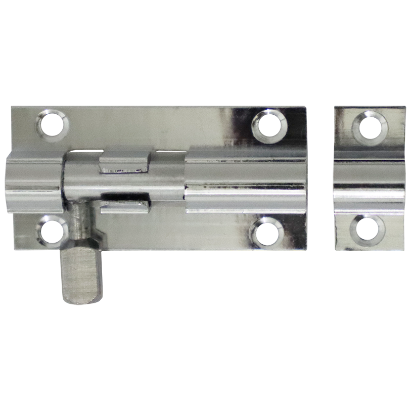 "BARREL BOLT STRAIGHT  50MM C\/P BRASS - 50X25X0.80MM  WITH SCREWS"