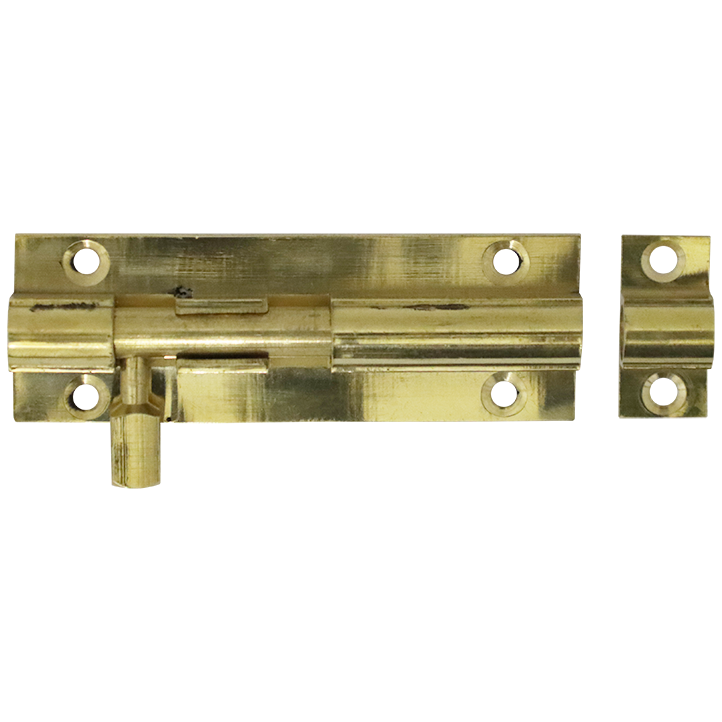 "BARREL BOLT STRAIGHT  75MM BRASS - 75X25X0.80MM  WITH SCREWS"