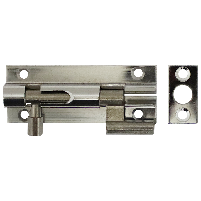 "BARREL BOLT NECKED  60MM C\/P BRASS - 60X25X0.80MM  WITH SCREWS"