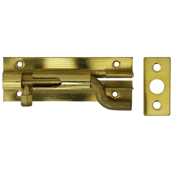 "BARREL BOLT NECKED  75MM BRASS - 75X25X0.80MM  WITH SCREWS"