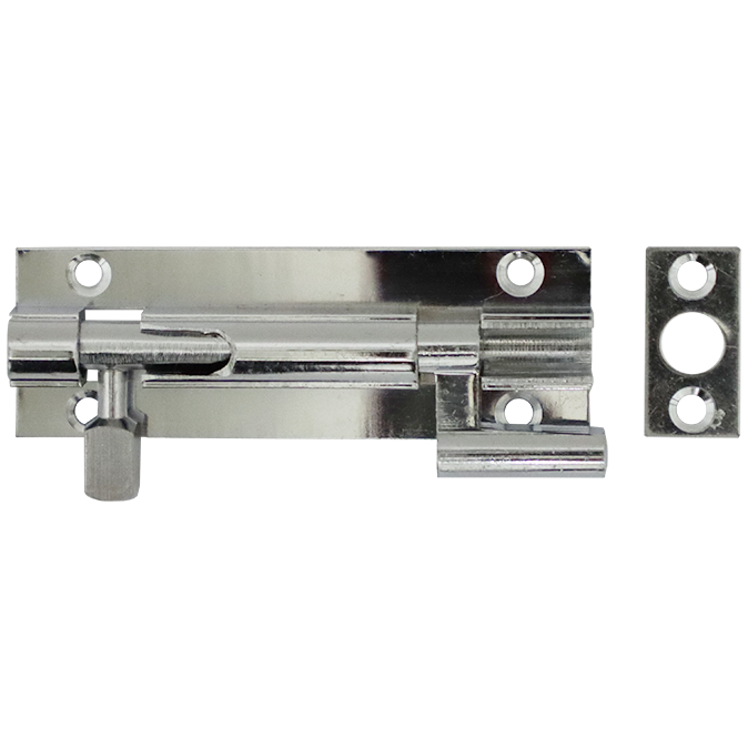 "BARREL BOLT NECKED  75MM C\/P BRASS - 75X25X0.80MM  WITH SCREWS"