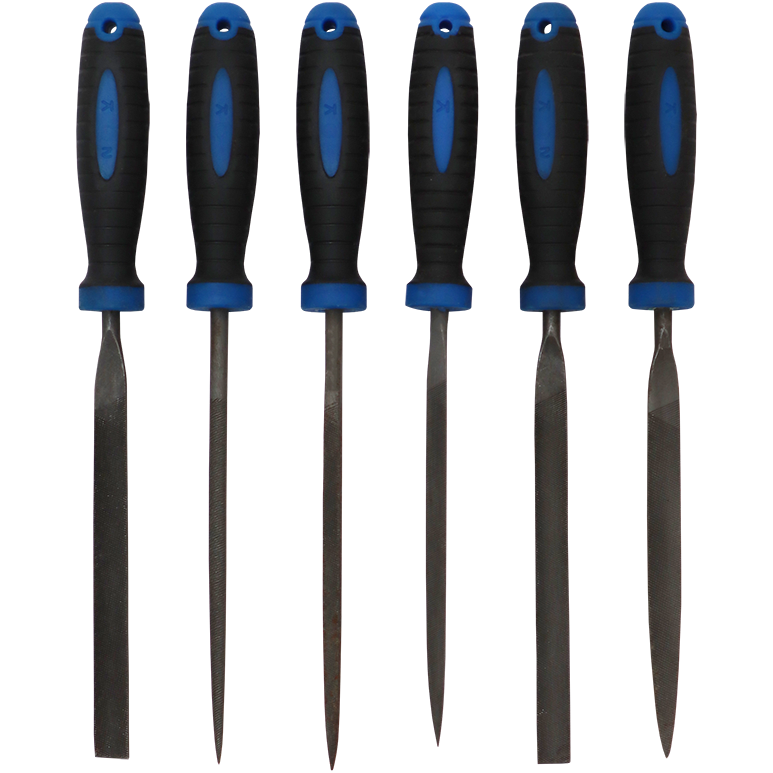 "FILE SET NEEDLE  6PC 160MM B\/P SAKATA - BLISTER PACK - 4X160MM RUBBER HANDLE"