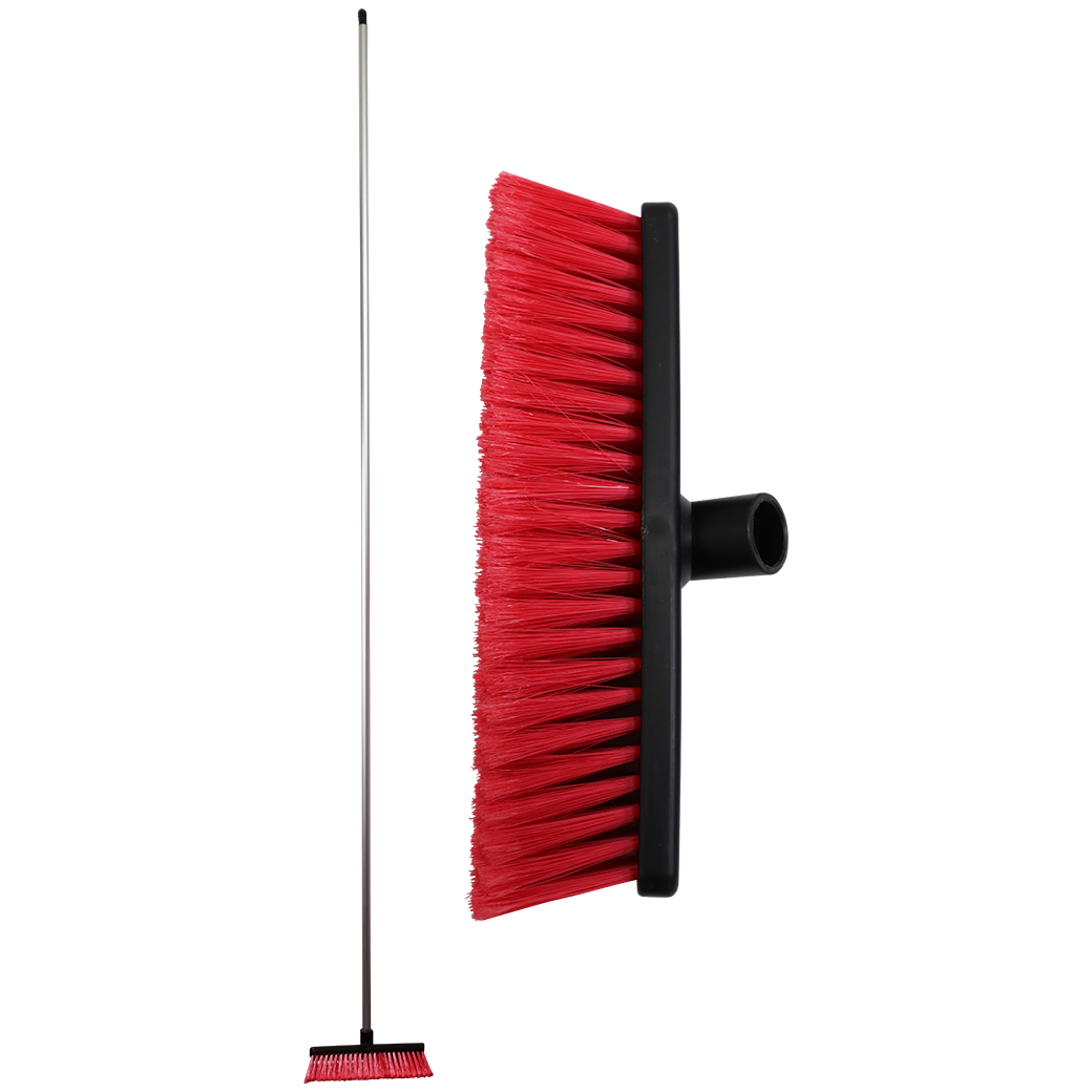 "BROOM TRUCK WASH 280MM RED - SOFT BRISTLE - 2.5M METAL HANDLE"