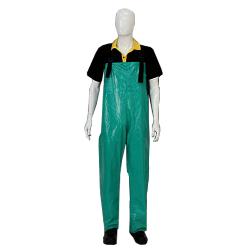 "OILSKIN PANTS PVC GREEN   S - DWS - SMALL STORM BIB TROUSER FOR FISHING"