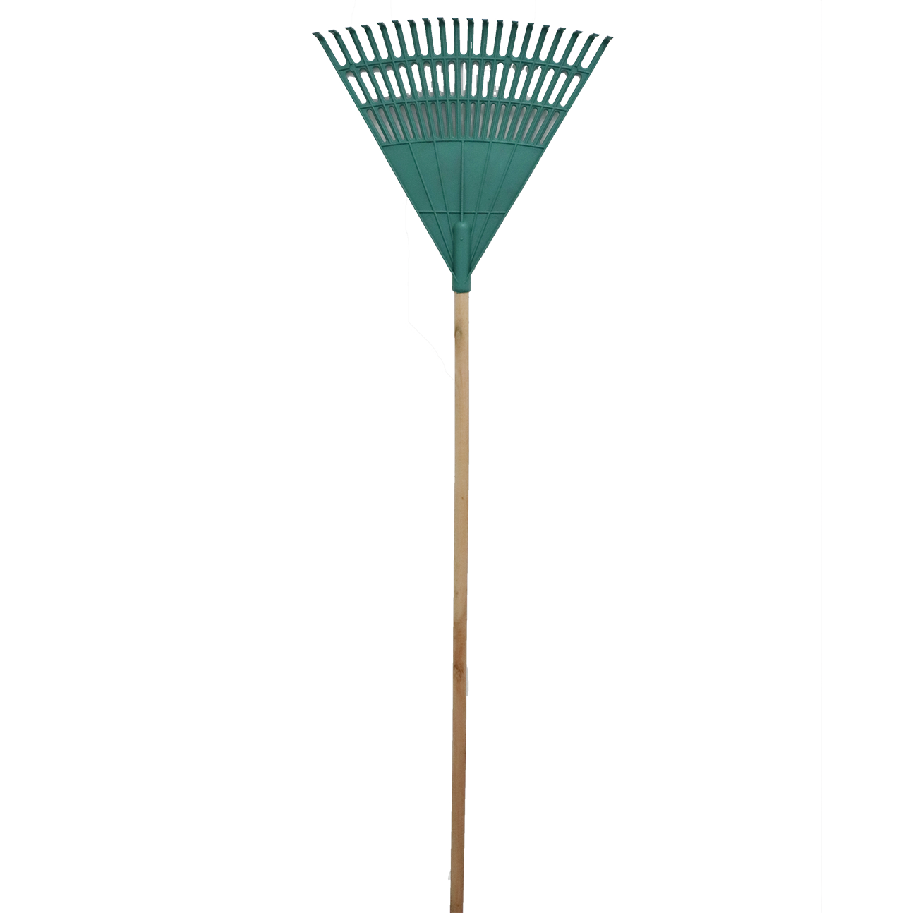 "RAKE FAN PLASTIC GREEN HEAD - RAKE PLASTIC GREEN - WOODEN HANDLE"