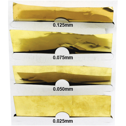 BRASS SHIMSTOCK ASSORTED (4) SIZES(.001)(.002)(.003)(.005) Fowkes Bros