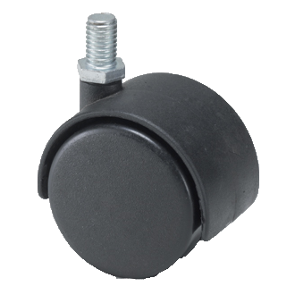 "CAST NYL TWIN BLACK WHEEL 50MM PIN - SCREW PIN. FOR OFFICE FURNITURE - M8 PIN"