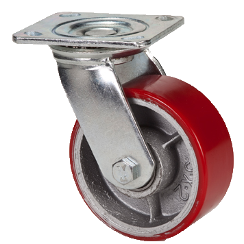 "CAST POLY RED 150x50 SWIVEL - CAST IRON. PLATE 118X100. MAX LOAD 400KG"