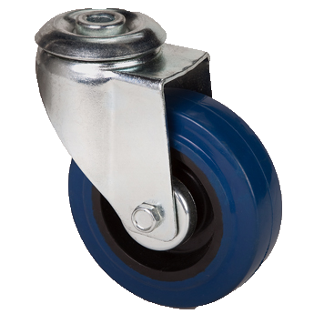 "CAST RUBB BLUE 125x37 BOLT HOLE - HEAVIER DUTY FOR ROUGH SURFACE 116X90 MAX LOAD 150KG"