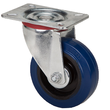 "CAST RUBB BLUE 200X40 SWIVEL - HEAVIER DUTY FOR ROUGH SURFACE 138X114 MAX LOAD 250KG"
